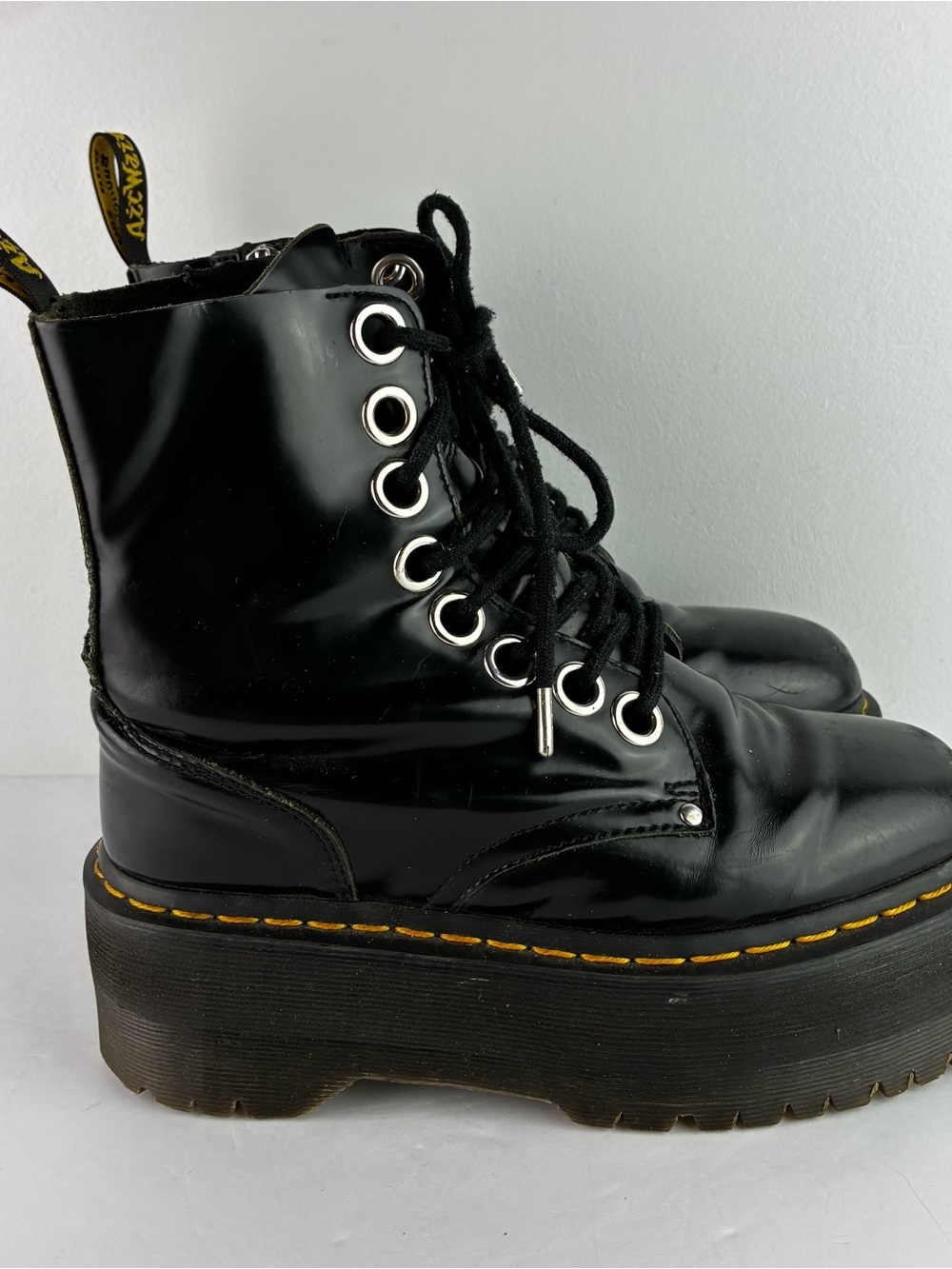 Dr. Martens Jadon Max Platform Black Patent Leather Boots - Picture 4 of 7